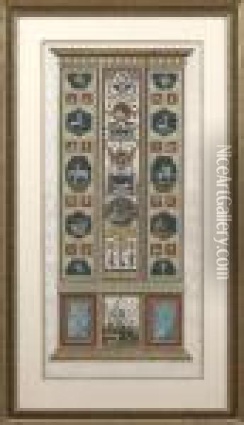 Architectural Panels Of The Raphael's Vatican Loggia Oil Painting - Giovanni Volpato