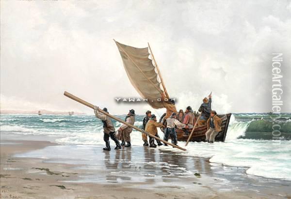 Fiskere Oil Painting - Carl Locher