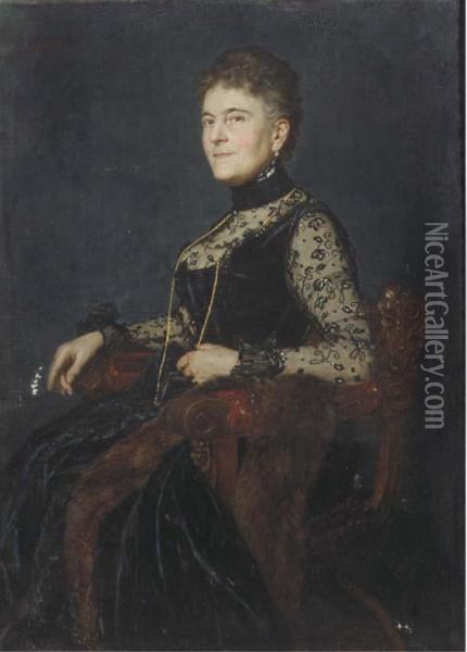 Portrait Of A Lady Oil Painting - Alexander Fuks