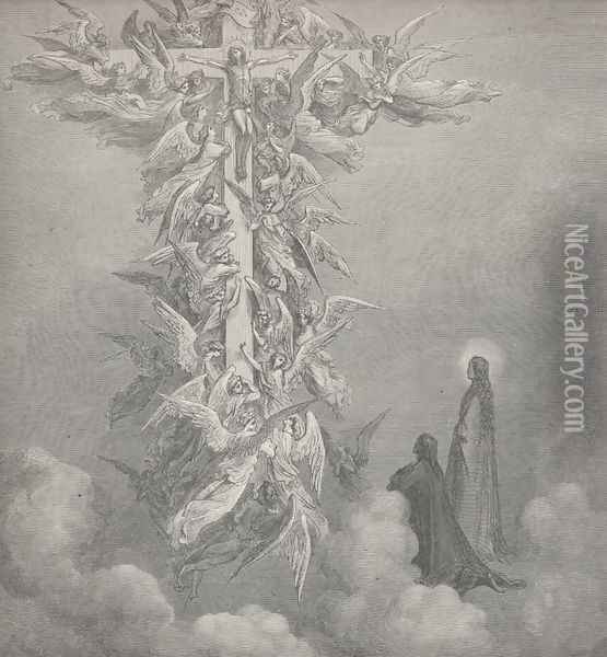 Christ Beam'd on that cross (Canto XIV., lines 103-104) Oil Painting - Gustave Dore