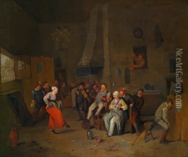 Wirtshausunterhaltung Oil Painting - Egbert van Heemskerck the Elder