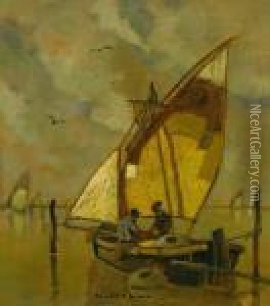 Fischersegelboote In Der Lagune Oil Painting - Ludwig Dill