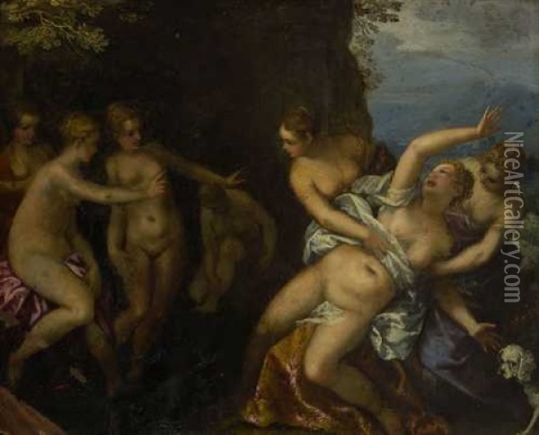 Die Nymphen Entdecken Die Schwangerschaft Der Kallisto Oil Painting - Hans Rottenhammer the Elder