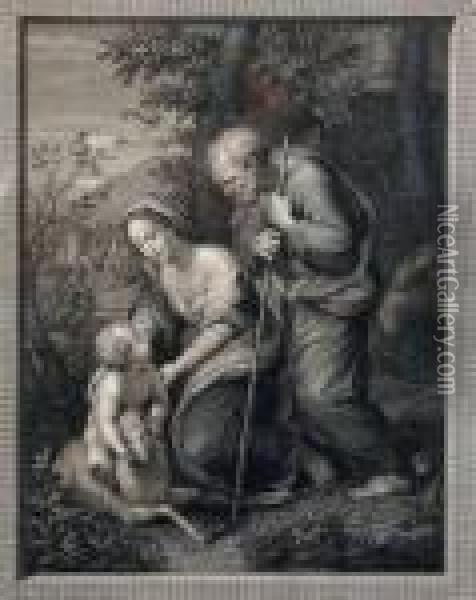 Mary And Joseph With The Infant Jesus Oil Painting - Giovita Garavaglia