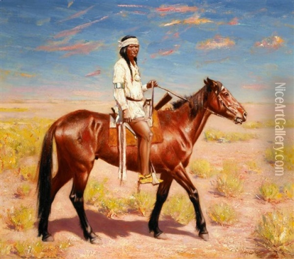 Apache Scout Oil Painting - Gaspard Latoix