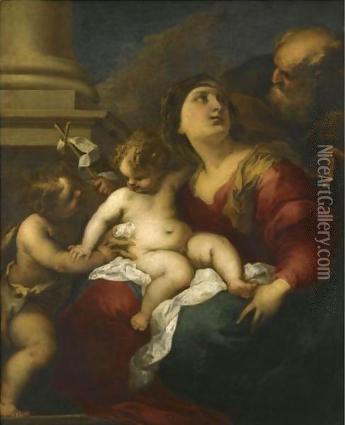 The Holy Family With The Infant St John The Baptist Oil Painting - Valerio Castello