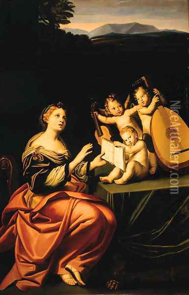 Saint Cecilia Oil Painting - Domenico Zampieri (Domenichino)