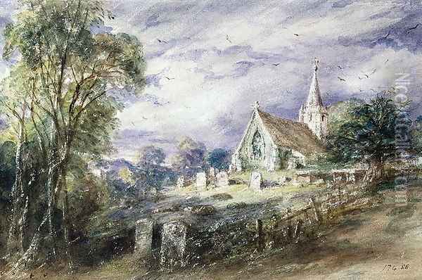 Stoke Poges Church Oil Painting - John Constable