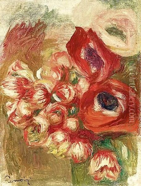 Anemones Et Roses Oil Painting - Pierre Auguste Renoir