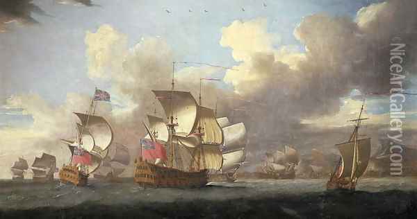 Sir George Byng in the straits of Messina Oil Painting - Richard Vale