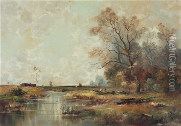 Herbstliche Landschaft An Der Amper Oil Painting - Klaus Carl Friedrich Richter