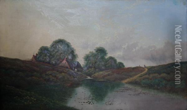 Mill Pond Nr. Ripley, Surrey Oil Painting - Edwin H., Boddington Jnr.