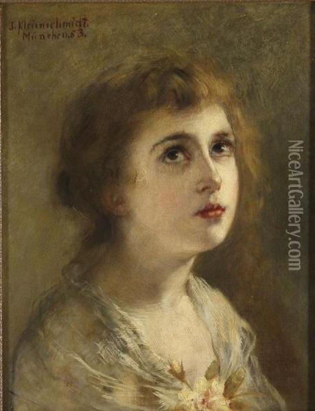 Portrait Of A Young Girl Oil Painting - Johannes Kleinschmidt