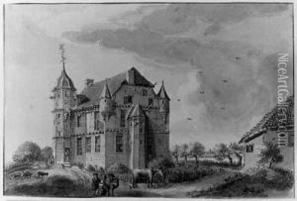 Castle Magerhorst Near Duiven Oil Painting - Jan De Beyer