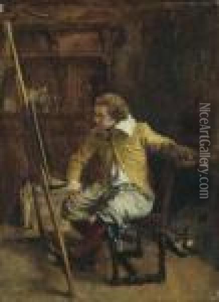 Painter At The Easle Oil Painting - Jean-Louis-Ernest Meissonier