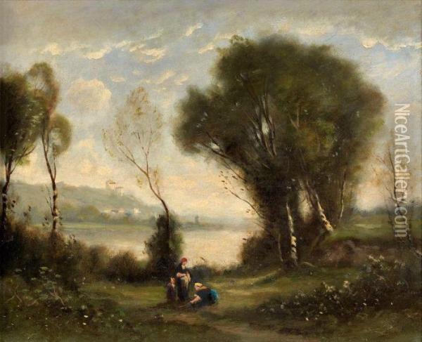 Ramasseuses De Bois Dans Un Paysage Oil Painting - Jean-Baptiste-Camille Corot