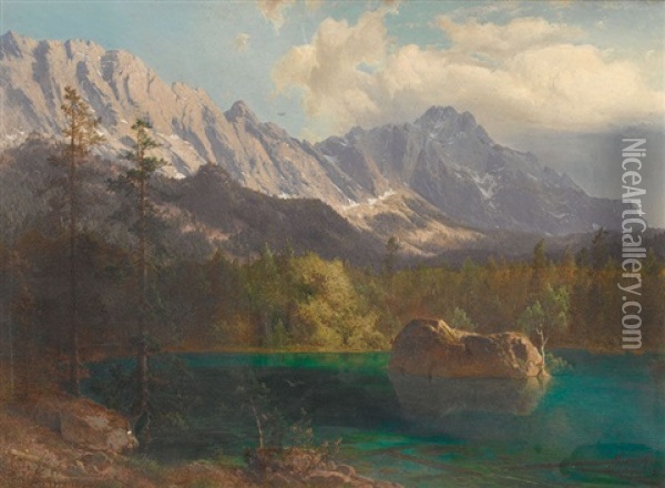 Der Eibsee Bei Garmisch-partenkirchen Oil Painting - Michael Sachs