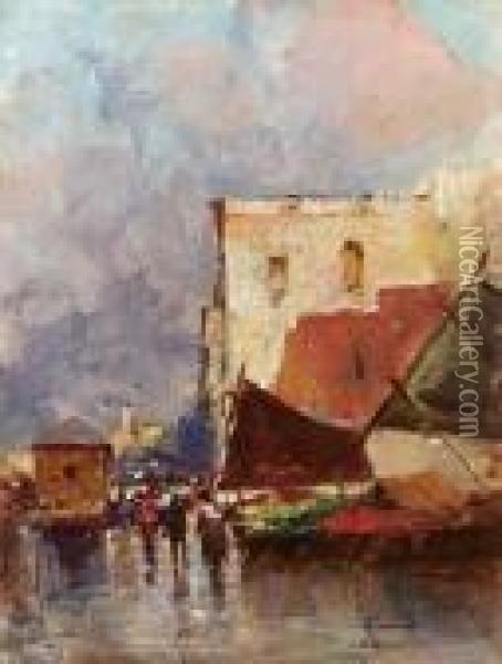 Mercato - 1926 Oil Painting - Oscar Ricciardi