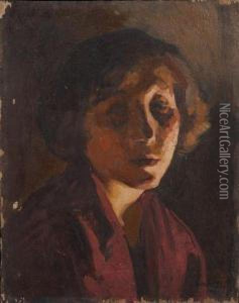 Portrait De Femme Oil Painting - Ipolit Strambu