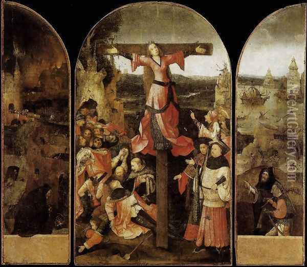 Triptych of the Crucifixion of St Julia Oil Painting - Hieronymous Bosch