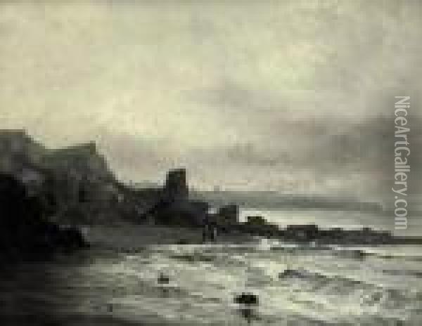 Coastal Landscape Oil Painting - David I Cox