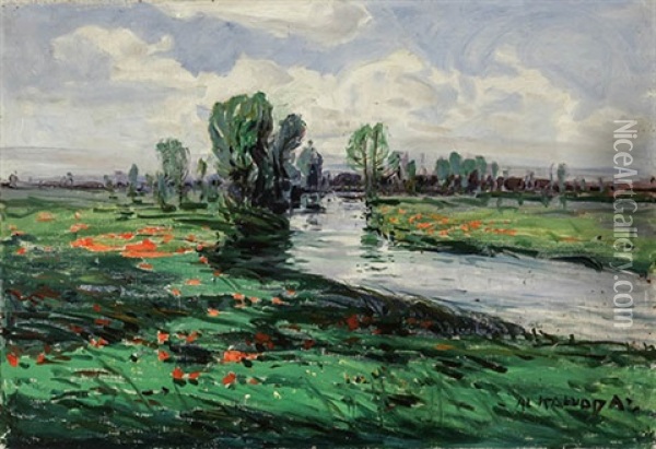 Landscape With Stream Oil Painting - Alois Kalvoda