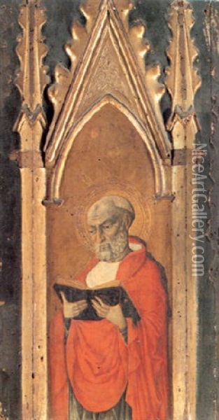 A Standing Saint Holding A Book Oil Painting -  Lorenzo da Viterbo