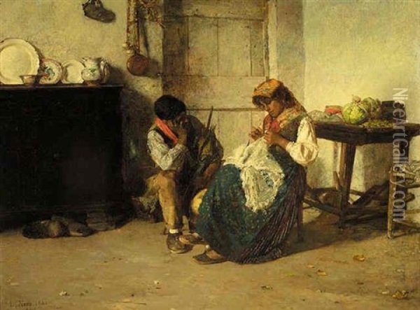 La Cucitrice Oil Painting - Luigi Nono
