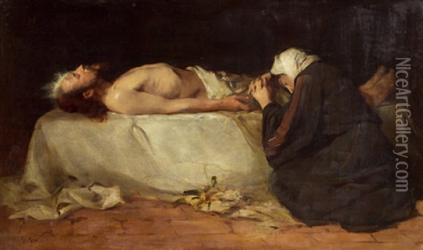 Beweinung Christi Oil Painting - Gabriel von Max