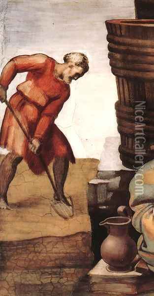 Drunkenness of Noah (detail) Oil Painting - Michelangelo Buonarroti
