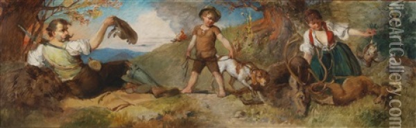 Allegory Of Hunting Oil Painting - Julius von Blaas