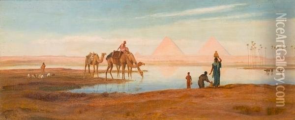 Sunrise On The Nile Oil Painting - Frederick Goodall