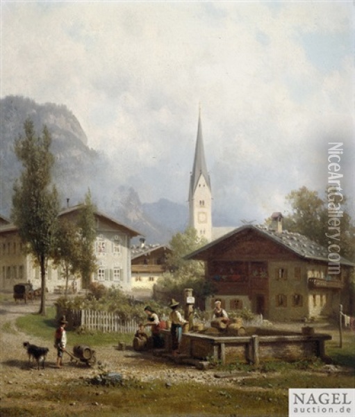 Am Dorfbrunnen Oil Painting - Arnold Meermann