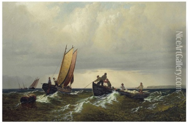 Fishermen On The Bay Of Fundy Oil Painting - William Bradford