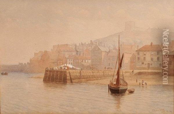 The Fish Pier, Whitby And The East Pier, Whitby Oil Painting - Eunice Ellenetta Booth