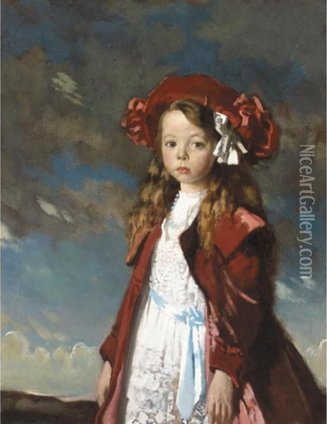 Portrait Of Miss Violette Lilian Rosemary Harmsworth, In A Landscape Oil Painting - Sir William Newenham Montague Orpen