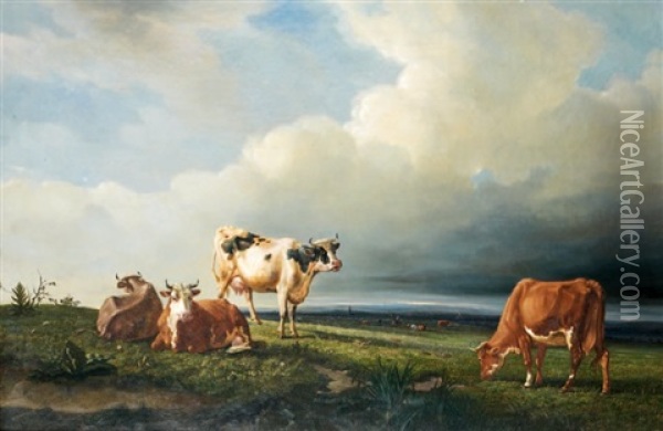 Vaches Au Pre Oil Painting - Victor-Emile Cartier