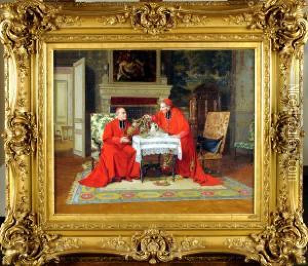 Deux Cardinaux, Avec Aiguiere Oil Painting - Victor Marais-Milton