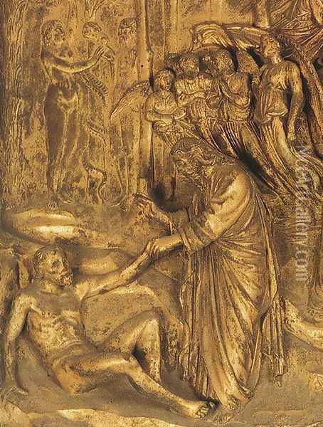 Adam and Eve in the Garden of Eden: The Creation of Adam and Eve Oil Painting - Lorenzo Ghiberti