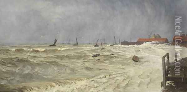 A Rough Day at Leigh Oil Painting - William Pye
