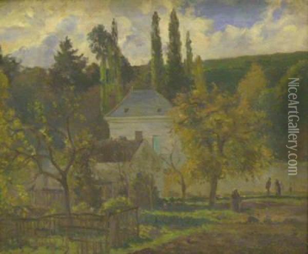 Maison Bourgeoise A L'hermitage, Pontoise Oil Painting - Camille Pissarro