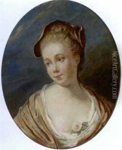A Portrait Of A Young Lady Oil Painting - Jean-Honore Fragonard
