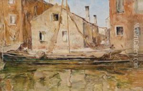 Hauser Am Kanal Oil Painting - Friedrich, Fritz Rojka