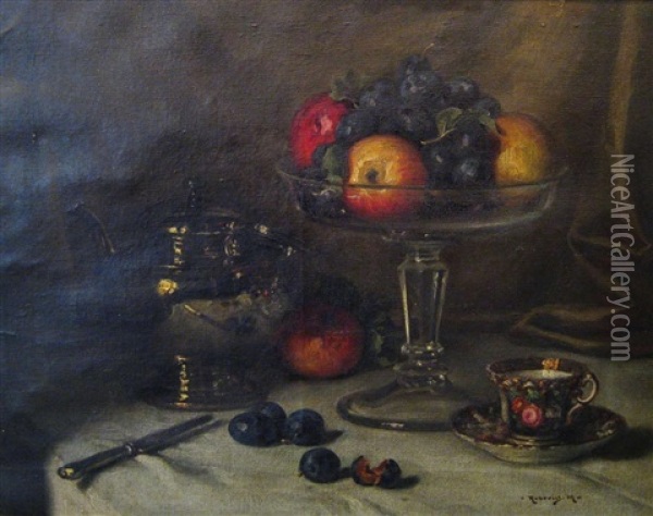 Still Life And Fruit Oil Painting - Mark Rubovics