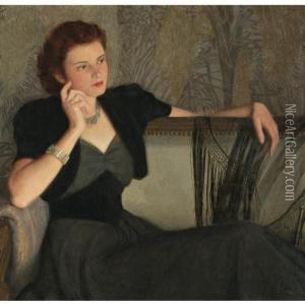 Lady In Black Oil Painting - Albert Herter