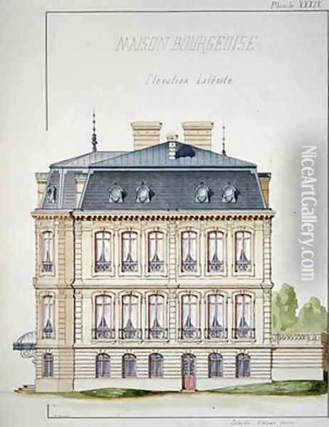 Side elevation of a house for the Bourgeoisie Oil Painting - H. Monnot