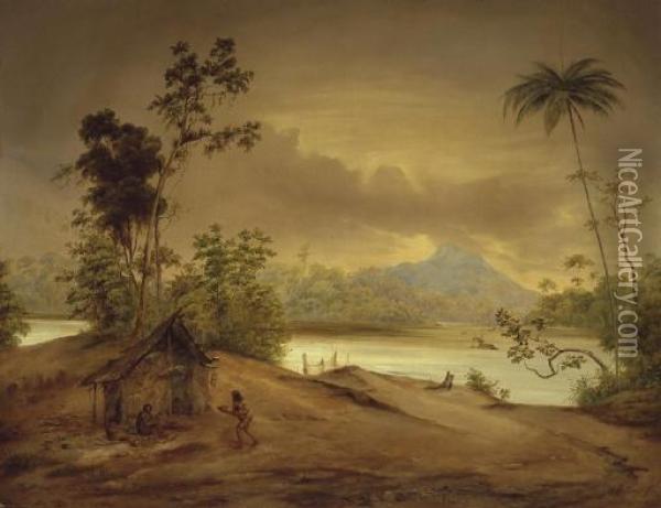 A Puri Hut On The Banks Of The Paraiba River At Aldeia Da Pedra Oil Painting - Otto Grashof