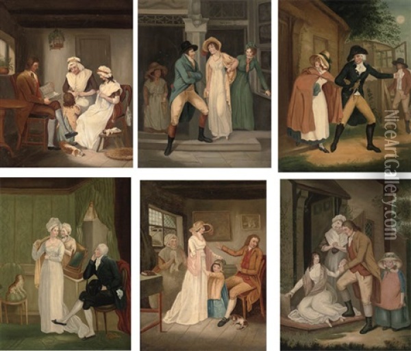 A Tale Of Love And Betrayal (set Of 6) Oil Painting - Joseph Highmore