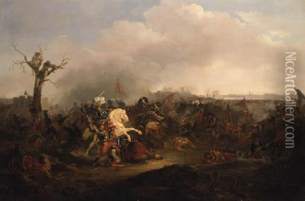A Cavalry Skirmish Oil Painting - Georg Phillip Rugendas II