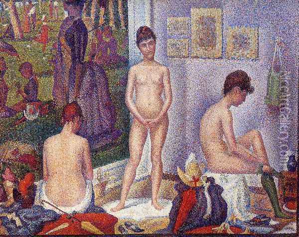 Models (small version) Oil Painting - Georges Seurat